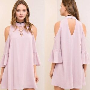 🌟 NWT Entro Lilac Cold Shoulder Flowy Dress M 💜